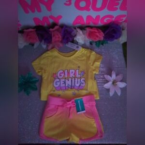 #2727👉🏼 CUTE (3T) 2 PIECE SET FOR A TODDLER GIRL (T-SHIRT & SHORTS)